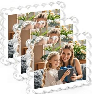 5x7 Inch Magnetic Acrylic Picture Frame,10+10mm Thick Block,Double 5X7 3 Pack